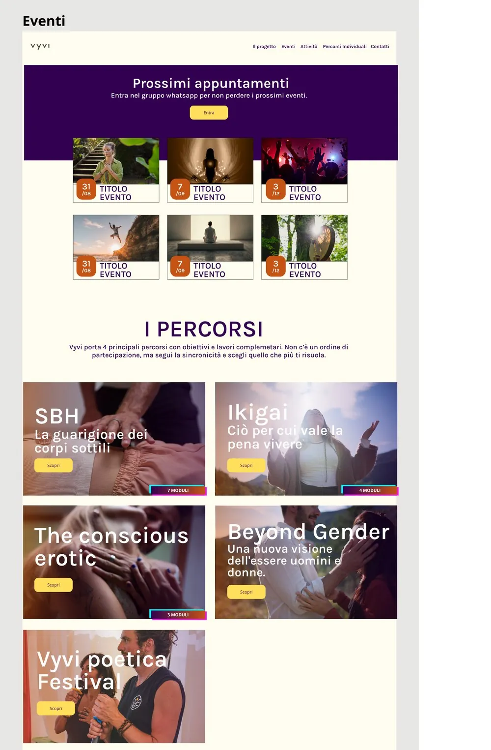 Nuova pagina Eventi di Vyvi